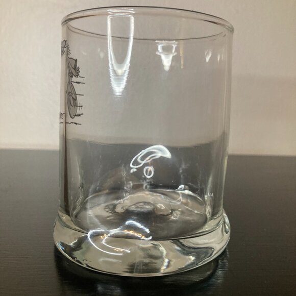 BC Comics Glass Johnny Hart Caveman Pinched 8oz Rocks Glass - 70s Vintage - Picture 2 of 6